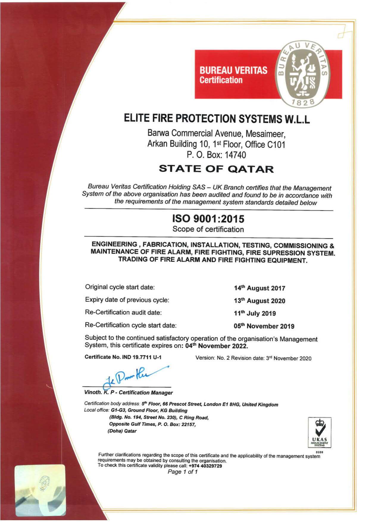 ISO 9001:2015 Certification for QMS